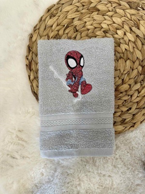 Детска кърпа за баня с бродерия - 30/50см. - Спайдърмен