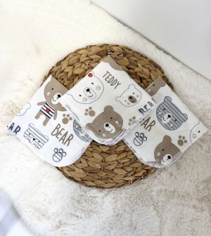 Комплект от 3 броя бархетни кърпички за многократна употреба "Мечета"