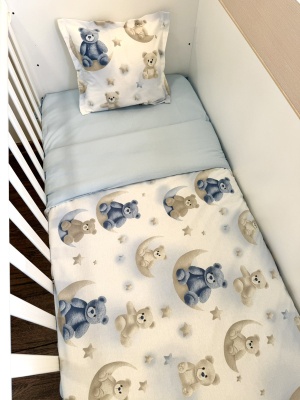 Бебешки спален комплект "Лунна приказка" - синьо