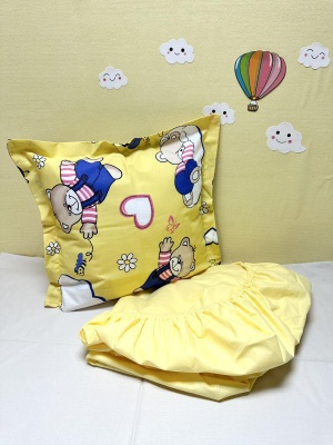 Долен чаршаф с ластик + калъфка - "Жълти мечета"