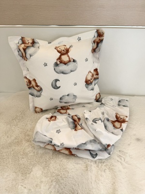 Долен чаршаф с ластик + калъфка - "Сиви мечета"