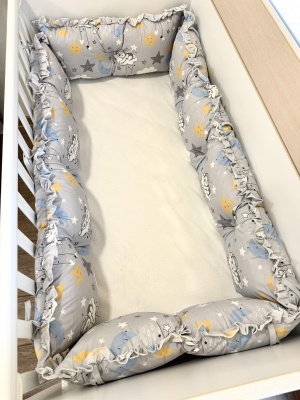 Обиколници за бебешка кошара - "Сив сънчо" - 120/60