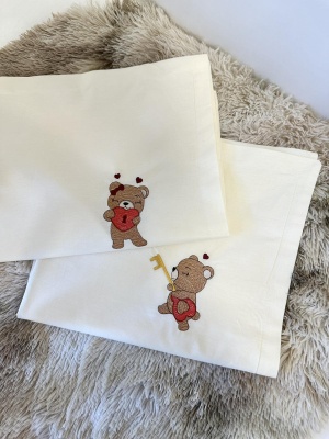 Комплект калъфки за възглавници с бродерия „Мечета“