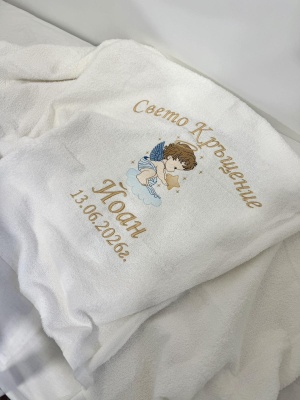 Луксозни хавлии за Свето Кръщение с ангелче