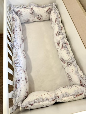 Обиколници за бебешка кошара "Котешка прегръдка" - сиво