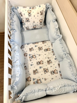 Бебешки спален комплект 8 части с обиколници "Моряче" - синьо