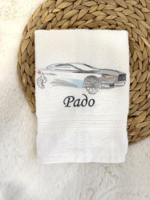 Детска кърпа за баня с бродерия - 30/50см. - Кола