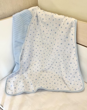 Бебешко одеяло - "Малки сини звездички" - синьо - 80/90см.