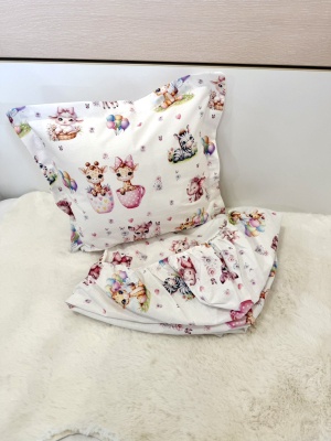 Долен чаршаф с ластик + калъфка - "Весели мъници"