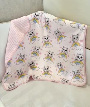 Бебешко одеяло - "Сладки котенца" - розово - 80/90см.