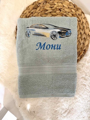 Детска кърпа за баня с бродерия - 30/50см. - Кола