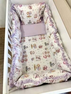 Луксозен бебешки спален комплект 8 части с обиколници "Весели мъници"