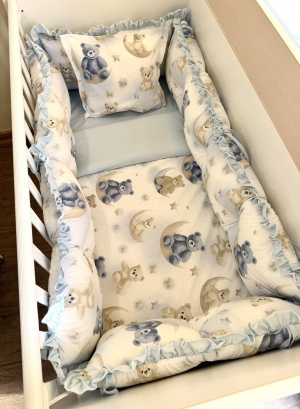 Бебешки спален комплект 8 части с обиколници "Лунна приказка"