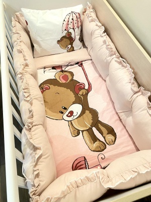 Луксозен бебешки спален комплект 8 части с обиколници "Чадърче"