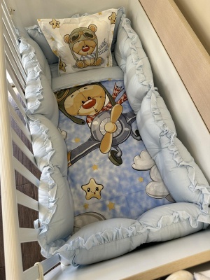 Бебешки спален комплект "Пилотче" - синьо