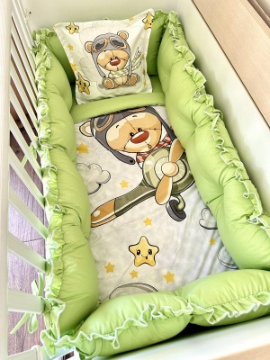 Бебешки спален комплект "Пилотче" - синьо