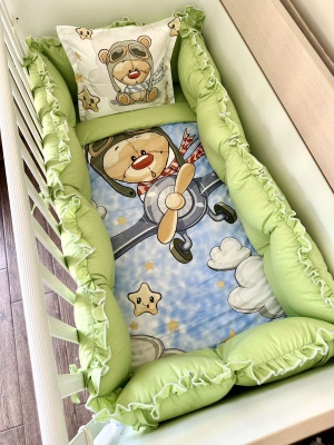 Бебешки спален комплект "Пилотче" - синьо