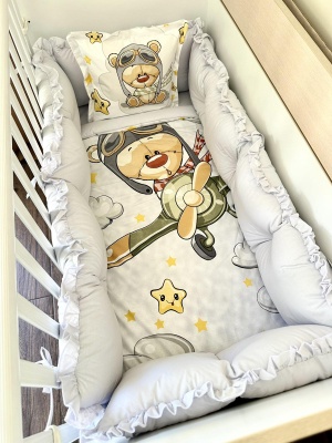 Бебешки спален комплект "Пилотче" - синьо