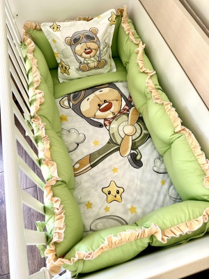 Бебешки спален комплект "Пилотче" - синьо