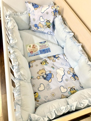 Бебешки спален комплект 8 части с обиколници "Бежови мечета" - 1