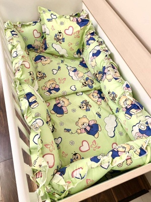 Бебешки спален комплект 8 части с обиколници "Бежови мечета" - 1