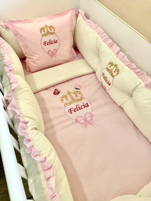 Бебешки спален комплект 8 части с обиколници "Нежна приказка"