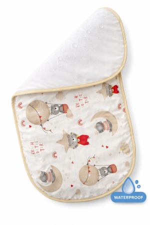 Непромокаема подложка 2в1 "Бежови балончета"