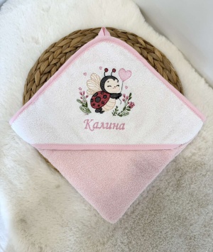 Бебешка бродирана хавлийка за баня "Калинка", 80/80см.